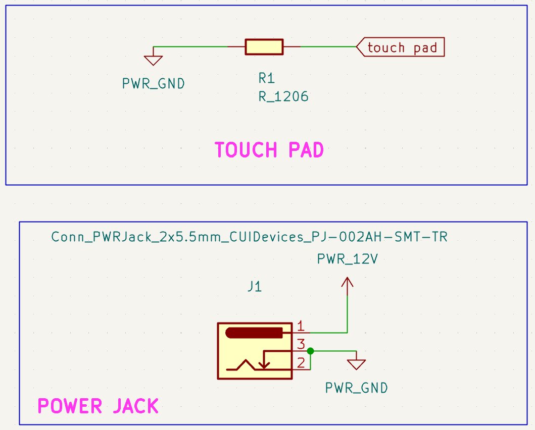 Power jack to supply 12V to the board.